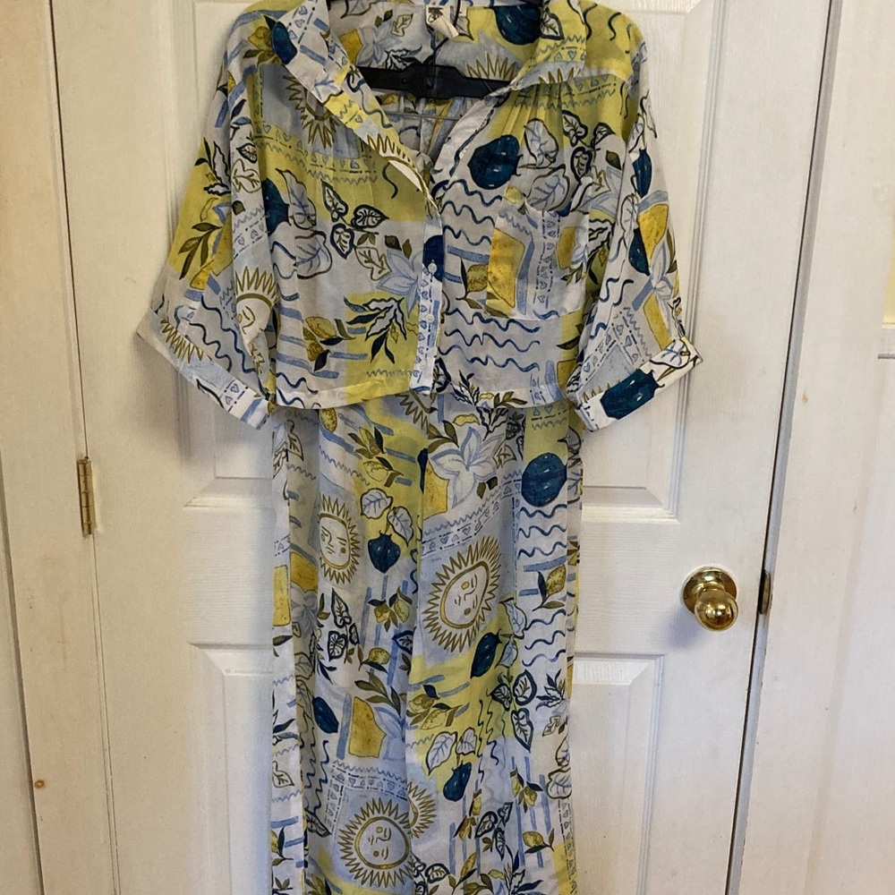 Women’s Yellow, Blue And White Tropical Set— Unbranded